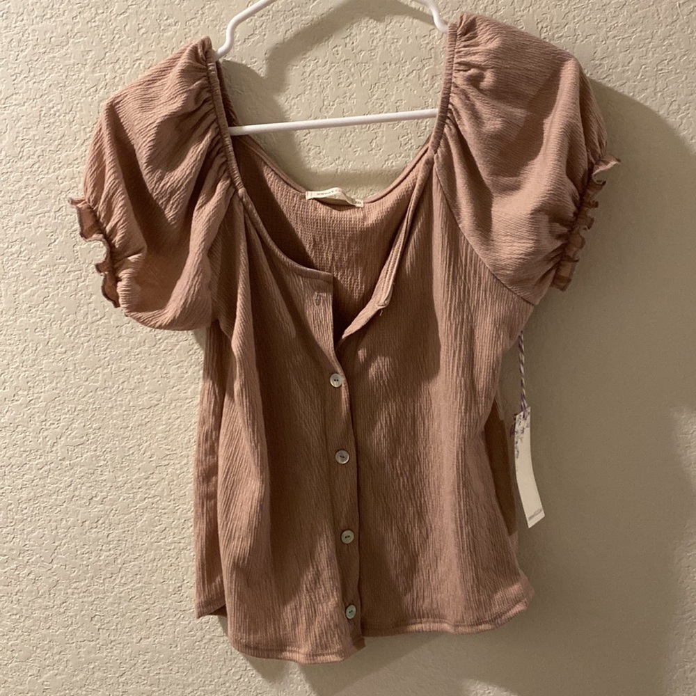 Sweet lilac peasant top button down so soft NWT